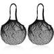 thumbnail image 1 of 2 Pack Cotton string storage shopping bags Reusable Mesh Grocery Bags Long Handle Net Tote, 1 of 5