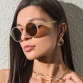 thumbnail image 4 of MUSELIFE, gafas de sol redondas pequeñas para hombre y mujer, gafas de sol clásicas de diseñador de marca de lujo para hombre y mujer, gafas de sol negras y amarillas UV400, 4 of 5