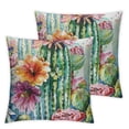 thumbnail image 2 of Acheng Couch Pillow Cover Set of 2 Cactus, Tropical Cactus Floral Rose Decorative Throw Pillowcase Cushion Cover Throw Pillows Covers for Sofa Bedroom Car Living Room, Green Pink White, 2 of 6