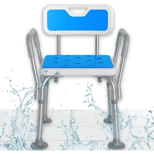 Medpath Silla de Ducha para Adulto Mayor Banco de Baño Ajustable de Aluminio Soporta hasta 150 kg Color Blanco