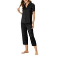 thumbnail image 4 of Unique Bargains Women's Loungewear Tops and Capri Pants Satin Pajama Sleepwear Sets, 4 of 5