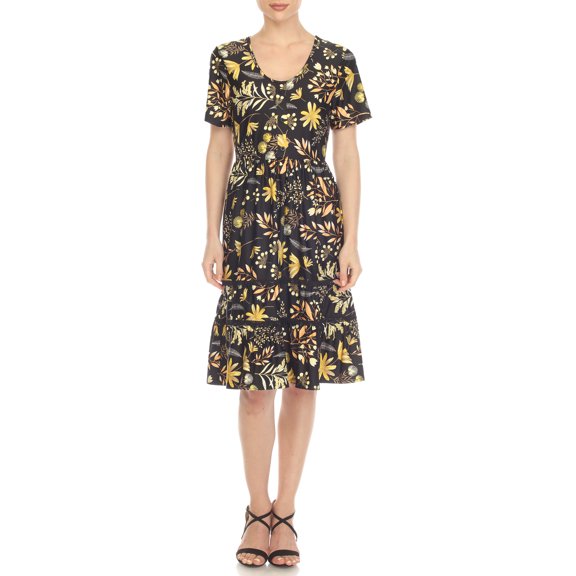 White Mark Floral High Waist Tiered Dress (Women's & Women's Plus)