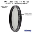 Neutral Lens Filter ULTIMAXX 62mm Variable Neutral Density Twisting Multi-Coated Filter ND2 ...