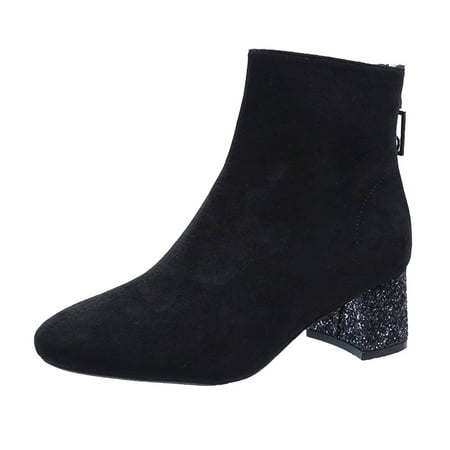 

EUMODR Flip Flops Sandals for Women Women S Wedge Heeled Boots New Fashion Boots Autumn And Winter Single Boots Fashion Sequin Thick Heel Socks Boots Elastic Short Boots Ankle Boots