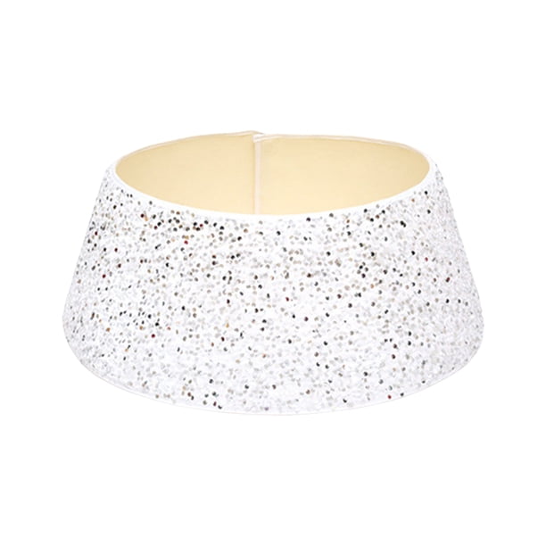 Matsuzay Collar de árbol de Navidad brillante para árboles artificiales decoraciones festivas Base de cesta de árbol de Navidad Kits de decoración para fiestas blanco