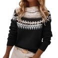 thumbnail image 2 of ThriftyPlait Fair Isle Crew Neck Sweater for Women Casual Long Sleeve Pullover Top Loose Fit Vintage Knitted Jumper Fall Winter Holiday Blouse, 2 of 7