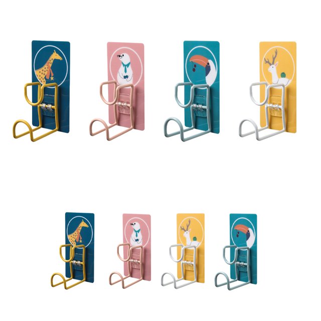 Wall Hook Washbasin Holder Collapsible Double Layer Storage Hanger Traceless Cartoon Patterns Suction Cup Bathroom Kitchen Animal 3