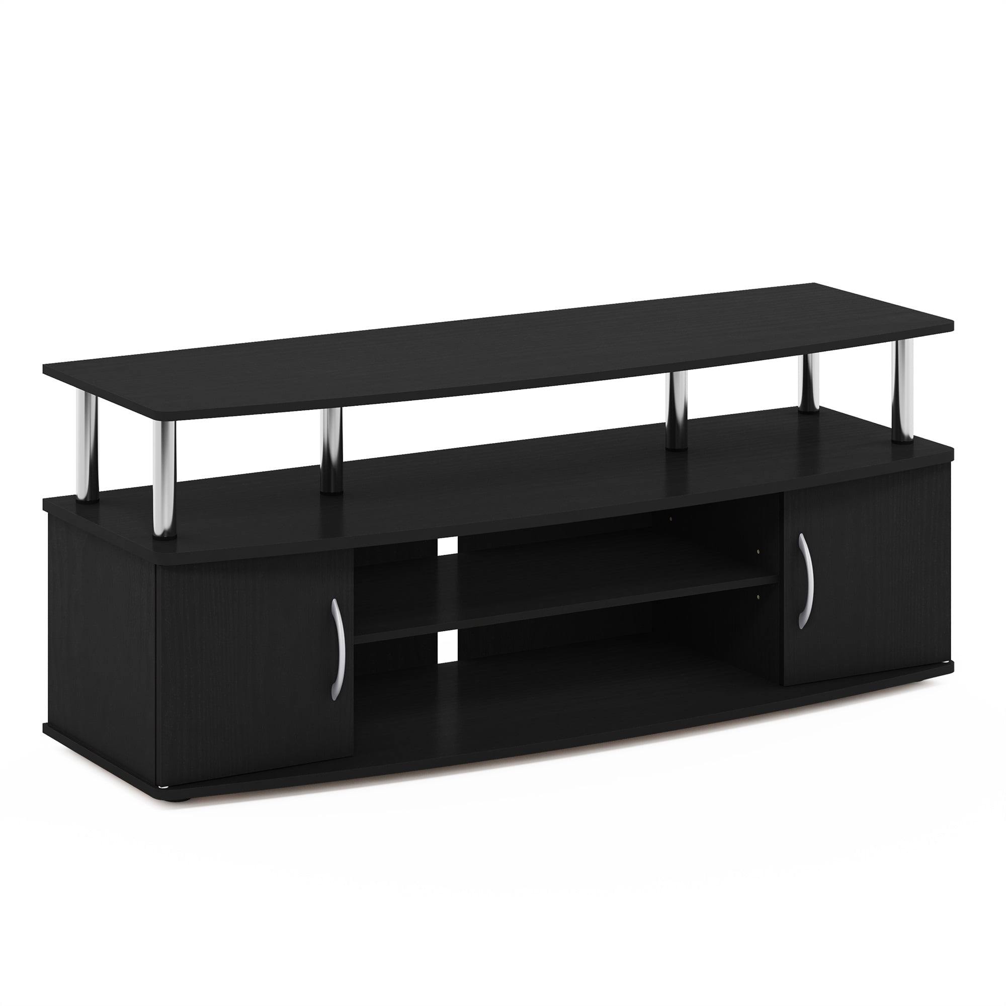 Furinno JAYA Large Entertainment Center Hold up to 55-IN Stainless Steel Tubes