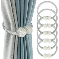 6 Pack Magnetic Curtain Tiebacks, White Pearl Curtain Holdbacks for Home and Office Decoration