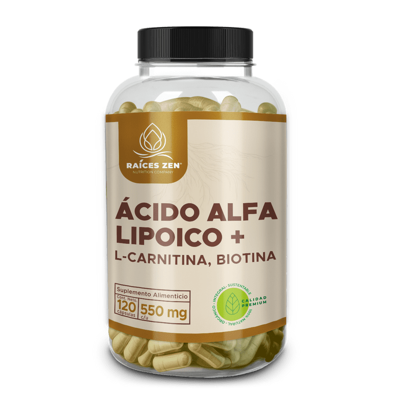 Ácido Alfa Lipoico+ L-Carnitina y Biotina Raíces Zen 120 Cápsulas