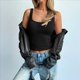 thumbnail image 4 of Camiseta Sin Mangas con Cuello Cuadrado para Mujer, de Doble Capa, Básica, para Entrenamiento de Verano, Informal Negro L, 4 of 8