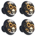 thumbnail image 2 of 4 Pcs Sunflower Skull Knobs for Kitchen Cabinet Cupboard Dresser Bookcase Drawer Pulls Handles Round Home Decor, 2 of 8