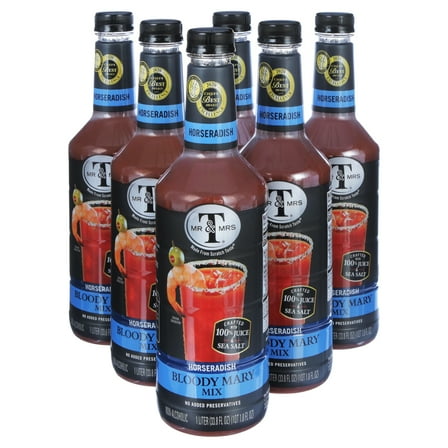 Mr & Mrs T Horseradish Bloody Mary Mix, 1 L Per Bottle (Pack of 6)
