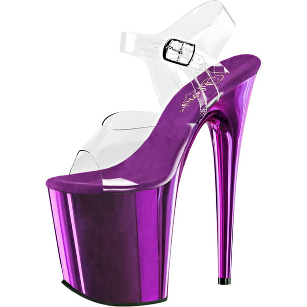 Pleaser - Womens Purple High Heels Ankle Strap Shoes Platform Sandals ...