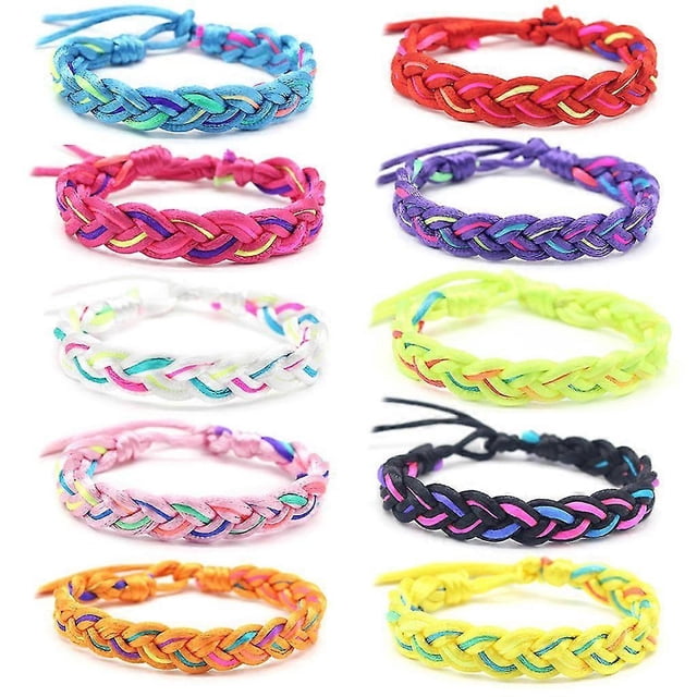 Adjustable Friendship Bracelets Handmade Nepal Woven Cotton Sliding Knot Closure for Women Men, 10Pcs Colorful Gift Set