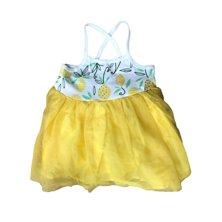 

Infant Girls Yellow & Green Lemon Fruit Tank Top Tutu Skirt Summer Party Dress