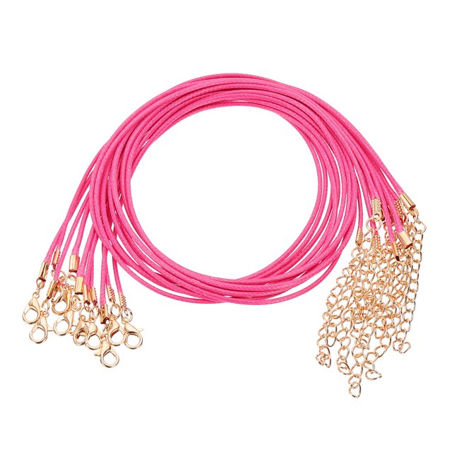 Uxcell 10Pcs Cordones de Collar Encerados al por Mayor 18" 1.5mm Cuerdas de Collar Rosa Fucsia