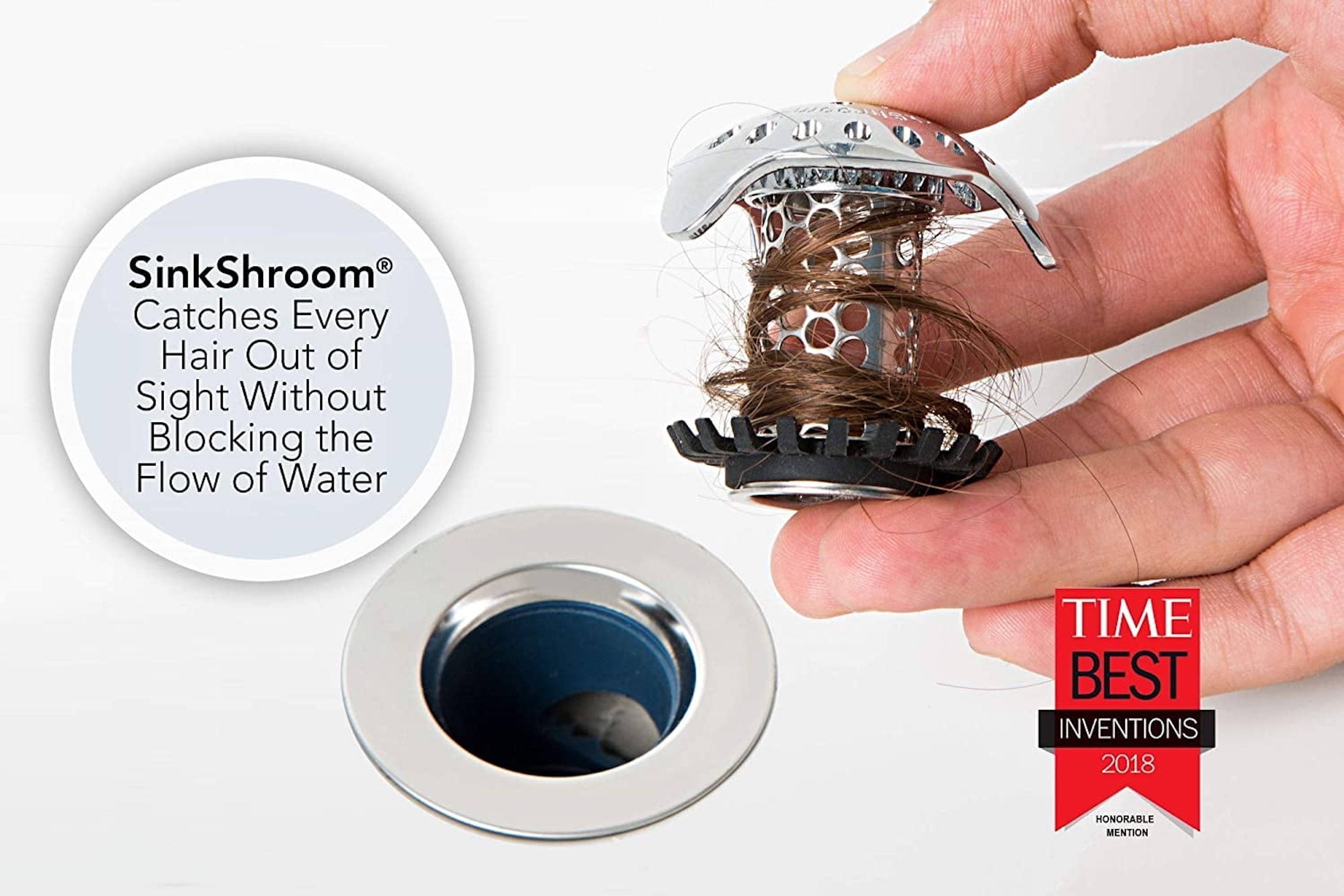 (3 pack) Sink Shroom Ultra Edition Bathroom Sink Hair Drain Catcher Stainless Steel, 1 pack