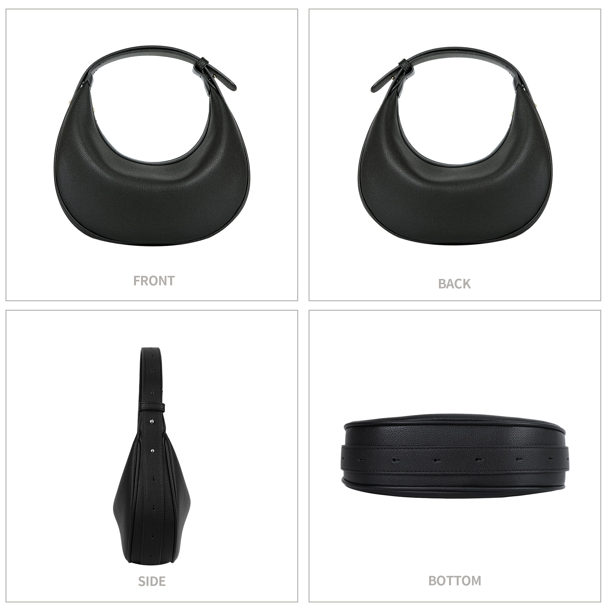 Badiya Crescent Shoulder Bag for Women Trendy Leather Crossbody Hobo Purse Vegan Clutch Handbag with 3 Adjustable Strap