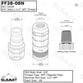 thumbnail image 4 of Summit Hydraulics 3/8" Flat Face Hydraulic Quick Connect Coupler Set w/Dust Caps, 1/2" NPT Thread, 4 of 4