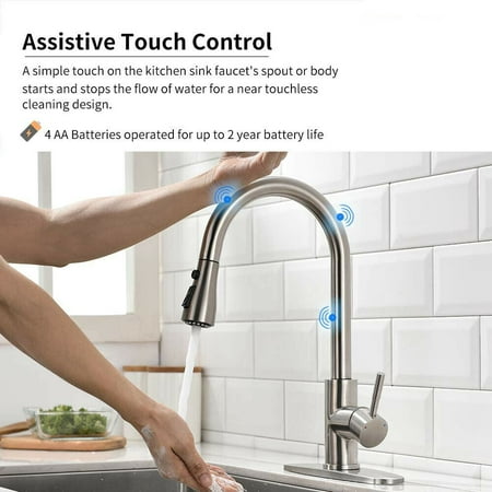 Rozin Brushed Nickel Touch Sensor Kitchen Faucet Sink Pull Down Sprayer Swivel W/Cover