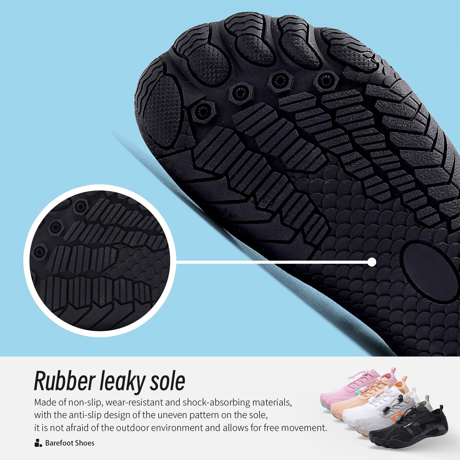 HOYUFEI Hike Barefoot Shoes for Women, Womens Water Shoes, Hiking Healthy Footwear - Wide Toe Box Non-Slip Outdoor Sports Zero Drop Shoes