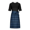 thumbnail image 6 of Weiqiqre Plus Size Dresses Flowy Short Sleeve Empire Waist Summer Crewneck Midi Length Fashion Belted Sundresses for Women, 6 of 6