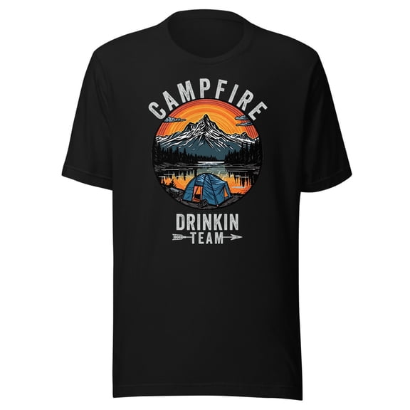 Campfire Drinking Team Shirt, Unisex, Funny Camping Shirt, Fun Outdoors, Camp Fire Drinking Team, Funny Camper Life, Funny Nature Lover (Black, S)