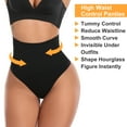 thumbnail image 5 of QRIC Women's High Waist Tummy Control Shapewear Waist Cincher Girdle Thong Panties Hip Lifter Seamless Body Shaper Underwear - Black (S), 5 of 6