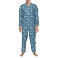 thumbnail image 3 of Yiaed Nautical Print Men’s Pajamas Set - Long Sleeve Button Down Sleep Shirt and Pajama Bottoms Sleepwear Set Mens Pjs Sets Men's Pajama Bottoms-Medium, 3 of 7