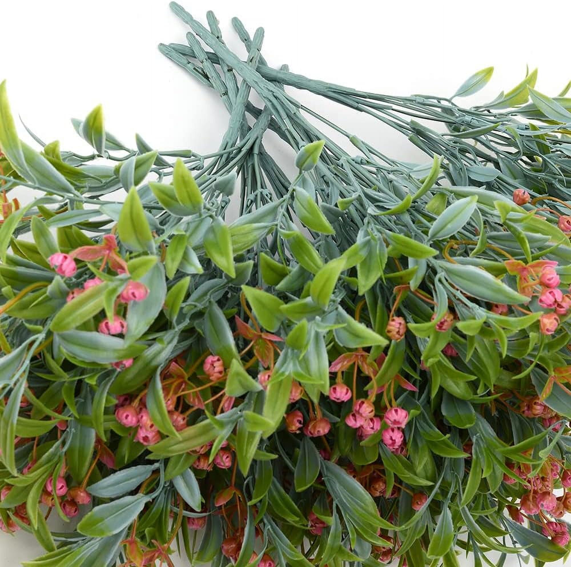 8pcs Artificial Flowers for Outdoor Plastic Flower Plants Fake Flowers UV Resistant Faux Flowers (Red)