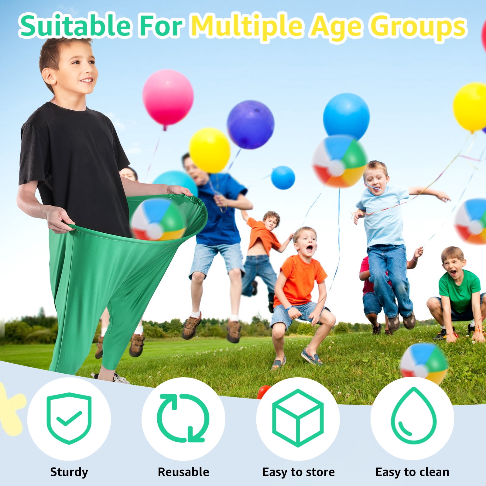Threns Granny Pants Yard Game Easter Games Set Outdoor Tossing Games for Adults Family Easter Carnival Party Reunion Gathering,2 Colorful Pants,10 Bouncy Balls,2 Air Pumps,2 Flags