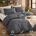 Dark Grey Boho Duvet Cover Set Queen Size Tuft Texture 3-piece ...