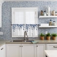 thumbnail image 6 of Navy Blue Eucalyptus Leaves Kitchen Curtain Set, Watercolor Summer Botanical Window Valance and Tiers 36" Length, Light Filtering Short Curtains Valance for Cafe Bathroom Bedroom 54"x18", 6 of 7