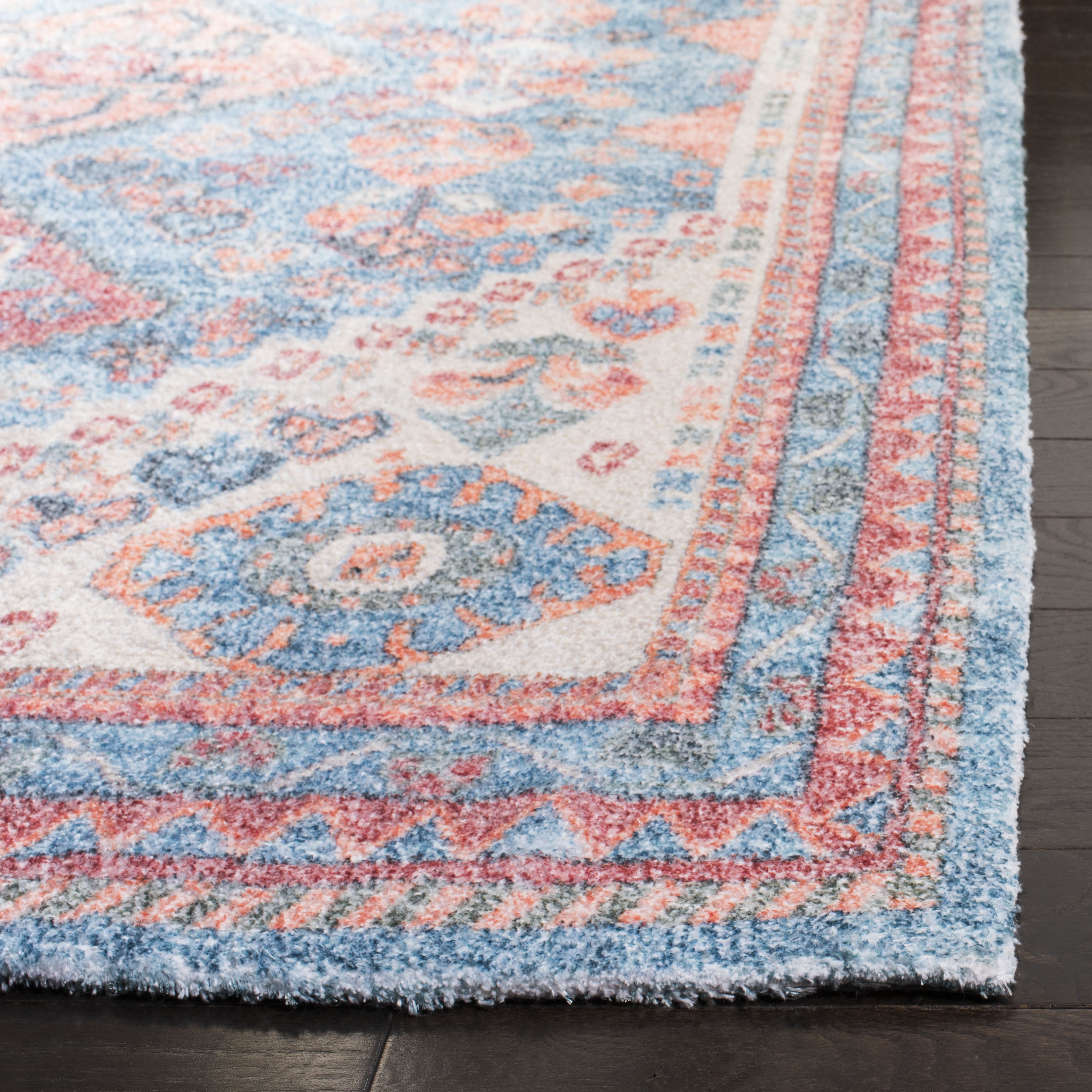Safavieh Saffron Kierra Bordered Oriental Runner Rug, Blue/Rust, 2.3' x 8'
