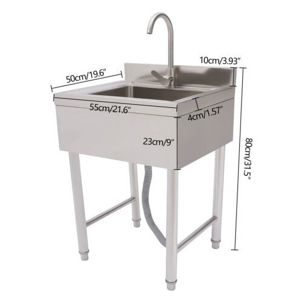 Utility Sink Stainless Steel Kitchen Sink 1 Compartment + Faucet For Commercial