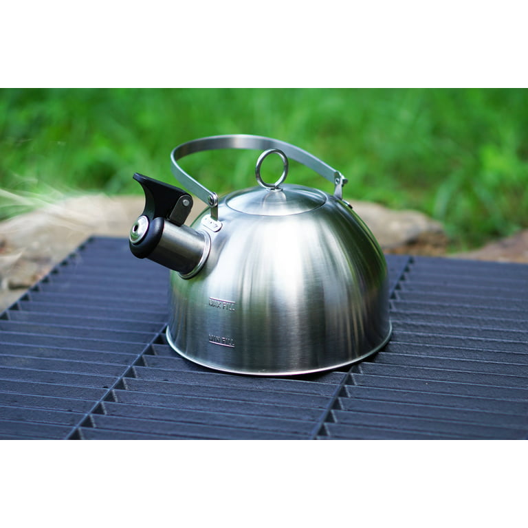 Heat Resistant Camping Kettle Stainless Steel Tea Kettle Teakettle Easy to Clean Compact Tea Pot for Backpacking Campfire Outdoor Barbecue Argent