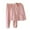Pink, variant on Tnhcen Women's Winter Solid Color V-Neck Ribbed Long Sleeve Pajama Set Button Up Pocket Top with Pants Thermal Fleece Lined Sleepwear M-2XL