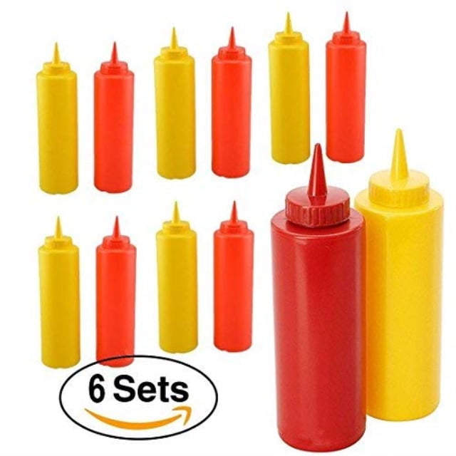 Ketchup & Mustard Dispenser Set, 6 Pack 13.5oz (12 Total Bottles