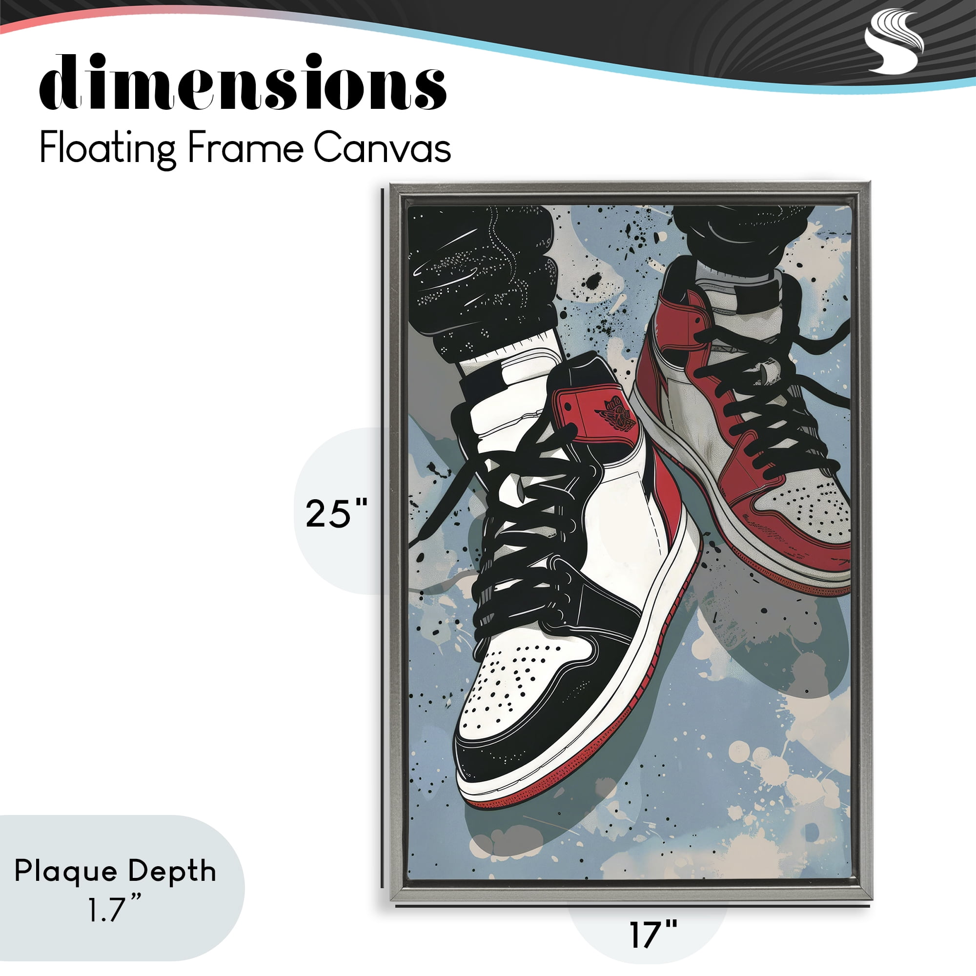 Stupell Industries Casual Streetwear Sneakers Gray Framed Floater Canvas Wall Art, design by Ray Powers