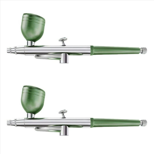 2X Aerógrafo Portátil de Acción Única, Boquillas de 0,3 mm, Bolígrafo con Aerógrafo en Aerosol para Modelo, Pastel, Uñas, Pintura de Coche, Belleza, Inyección de Tinta, Verde