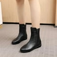 thumbnail image 7 of Women's Genuine Leather Flat Ankle Boots with Two Zipper Comfortable Round Toe Soft Sole Anti-slip Lightweight Casual Flat Boots, 7 of 7