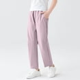 thumbnail image 3 of zbxnLI Girls Casual Pants Elastic Waist Straight Leg Loose Trousers Solid Color Lightweight Pants with Pockets for Kids, 3 of 8
