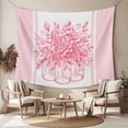 thumbnail image 2 of Eucalyptus Pink Large Tapestry for Bedroom Wall Hanging Tapestry, Stripes Bottle Flower Cactus Plant Ceiling Backdrop Tapestries Poster Blanket Wall Decor for Teens Room Living Room Dorm 86" x 104", 2 of 8