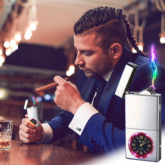 Rewenti Feledorashia Intelligent Watch Lighter with Colorful Lighting, USB Portable Charging Lighter, Dual Arc Ignition for Smart Use