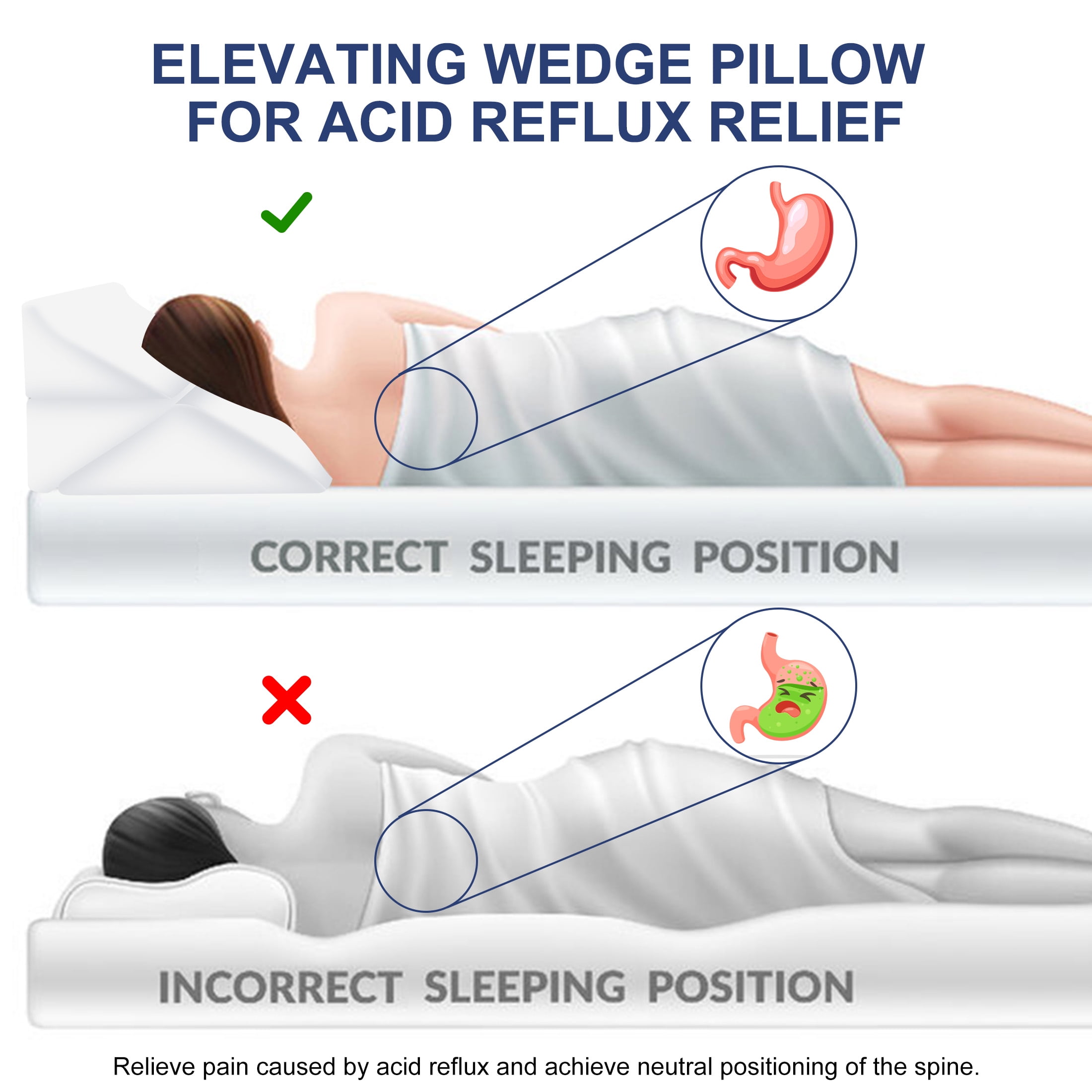MOONORAH Wedge Pillow Set for Sleeping Post Surgery & Apnea，3 in 1 Memory Foam Reading Pillow, Orthopedic Bed Wedge Pillows Headboard for Acid Reflux, Leg Pain & Back Pain Relief - Gray