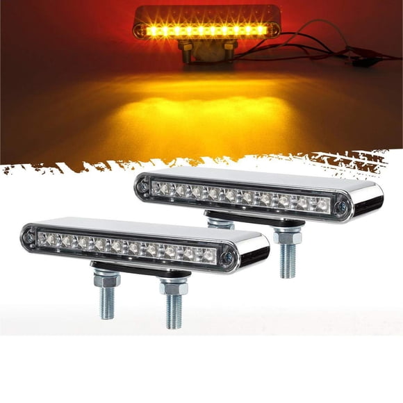 Partsam 2Pcs 6.5" Double Face Truck Semi Trailer Light Bars 10LED Red/Amber Clear Lens Waterproof with Double Studs Sealed Dual F