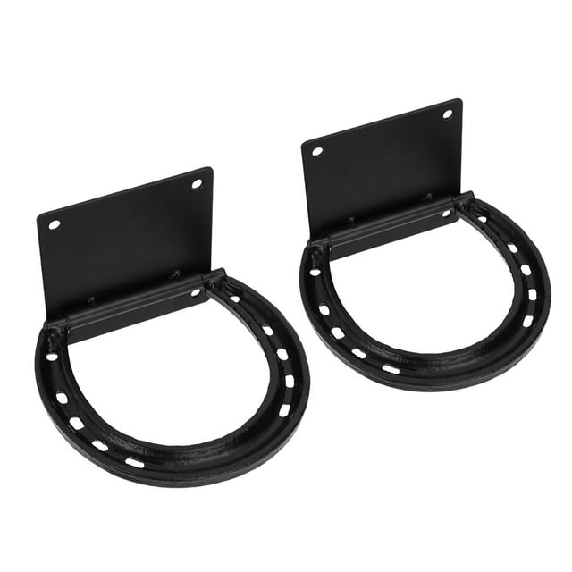 Paquete De 2 Anillos De Amarre Para Caballos, Amarres De Herradura Recubiertos De Acero Sólido Negro Para Caballos, Suministros Estables