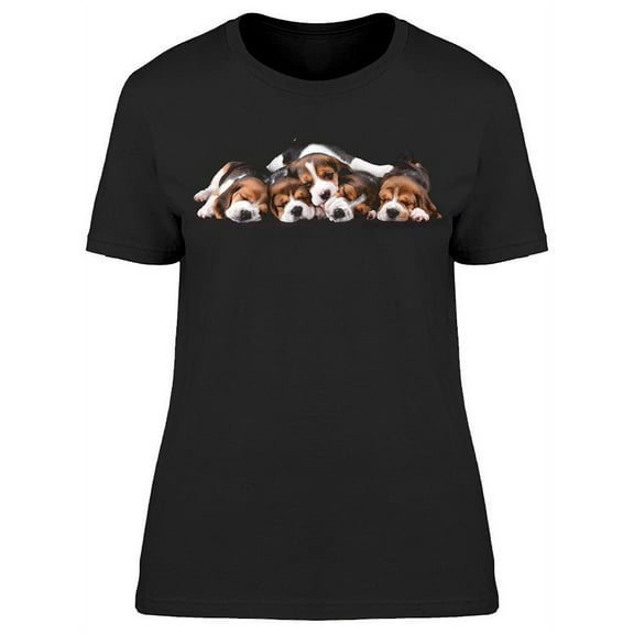 Five Puppies Sleeping T-Shirt Women -Image by Shutterstock, Female 3X-Large