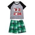 thumbnail image 4 of Penkiiy Matching Family Pajamas Christmas Pajamas for Family Xmas Matching Sets Short Sleeve Shirts and Plaid Shorts Santa Christmas Tree Sleepwear Two-piece Sets Gray 4-5 Years, 4 of 7